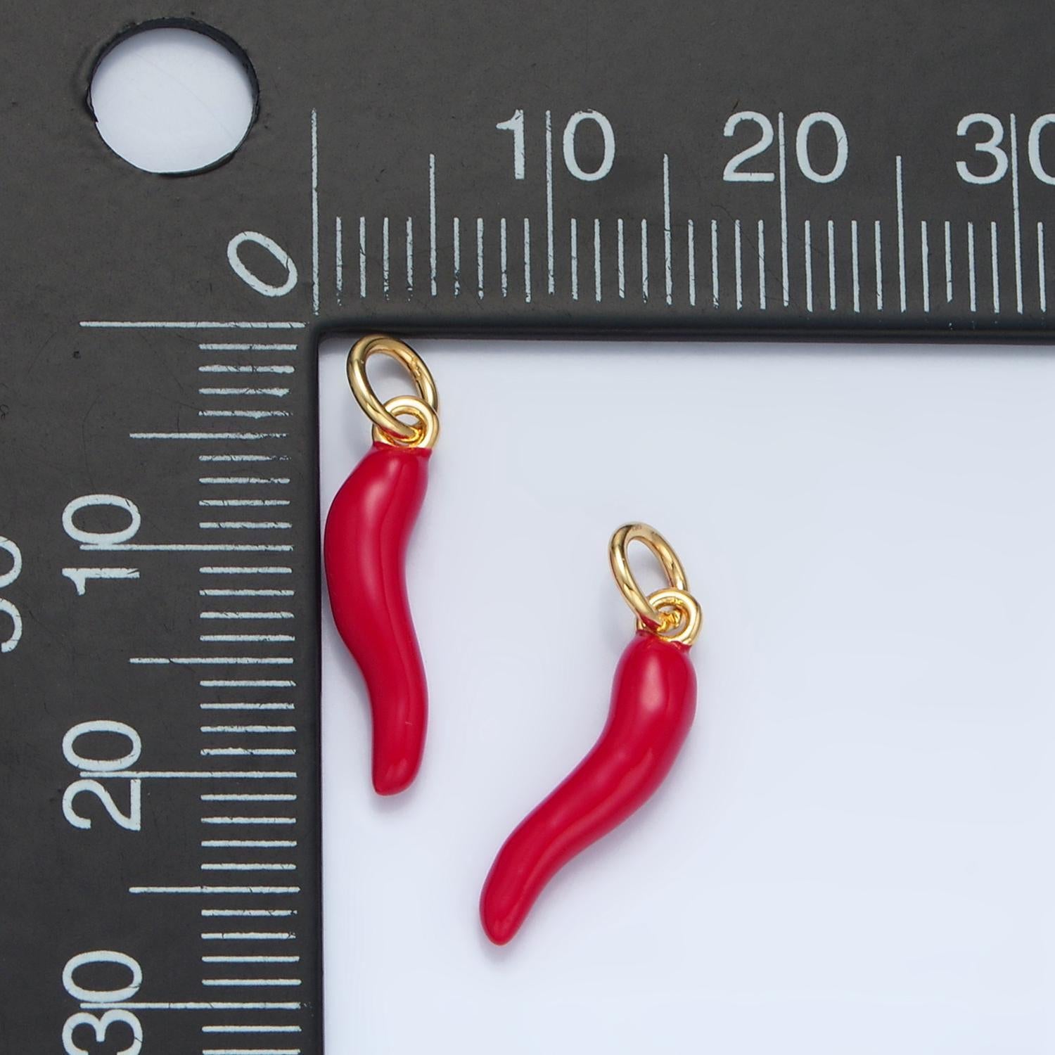 24k gold filled 17mm red chili charm enamel hot stuff pendant add-on charm | x306