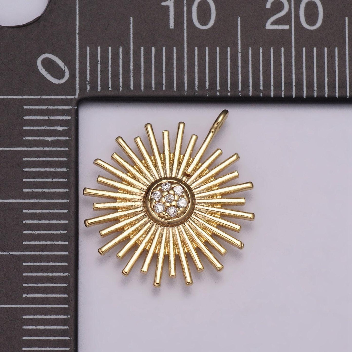 Mini gold sun burst charm sun rays celestial charm sunburst cz for necklace earring bracelet component | e-624