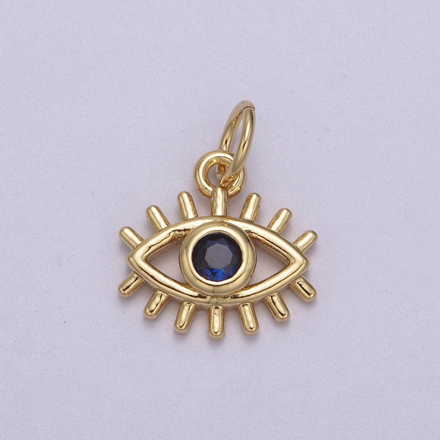 Micro blue cubic zirconia evil eye charm gold filled tiny pendant diy small amulet piece n-877