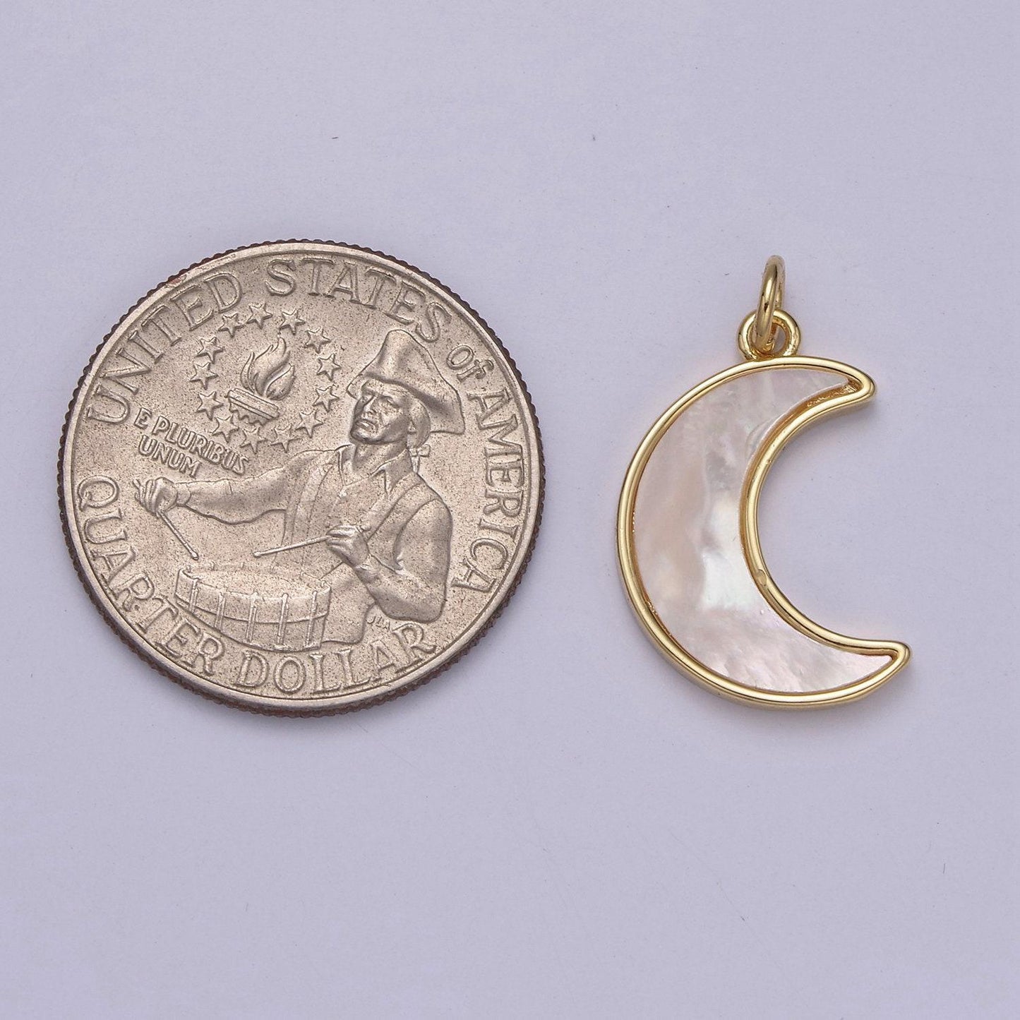Dainty crescent moon pendant shell pearl moon charm 14k gold filled jewelry supplies e-336