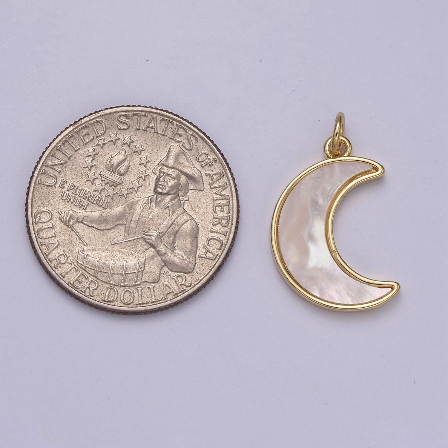Dainty crescent moon pendant shell pearl moon charm 14k gold filled jewelry supplies e-336