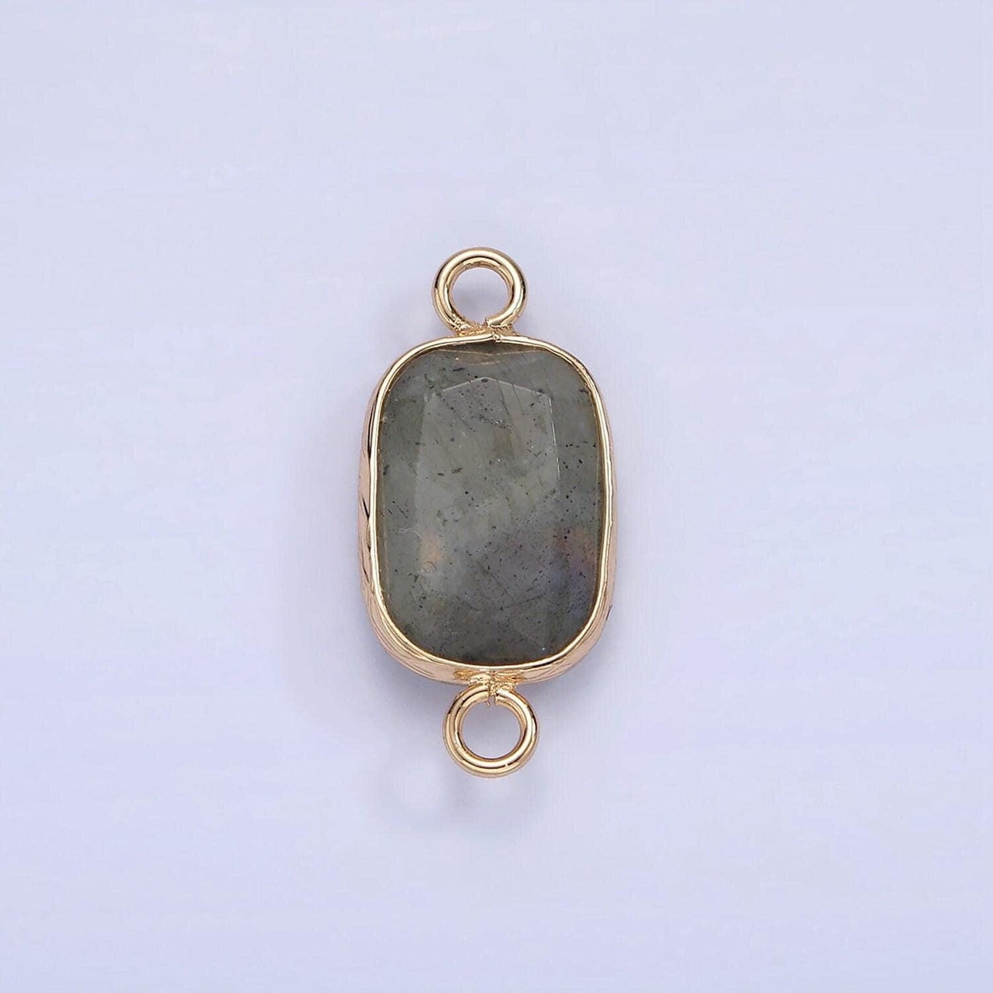 14k gold filled rose quartz, clear quartz, howlite, labradorite, onyx, amethyst oval bezel connector | g005 - g010