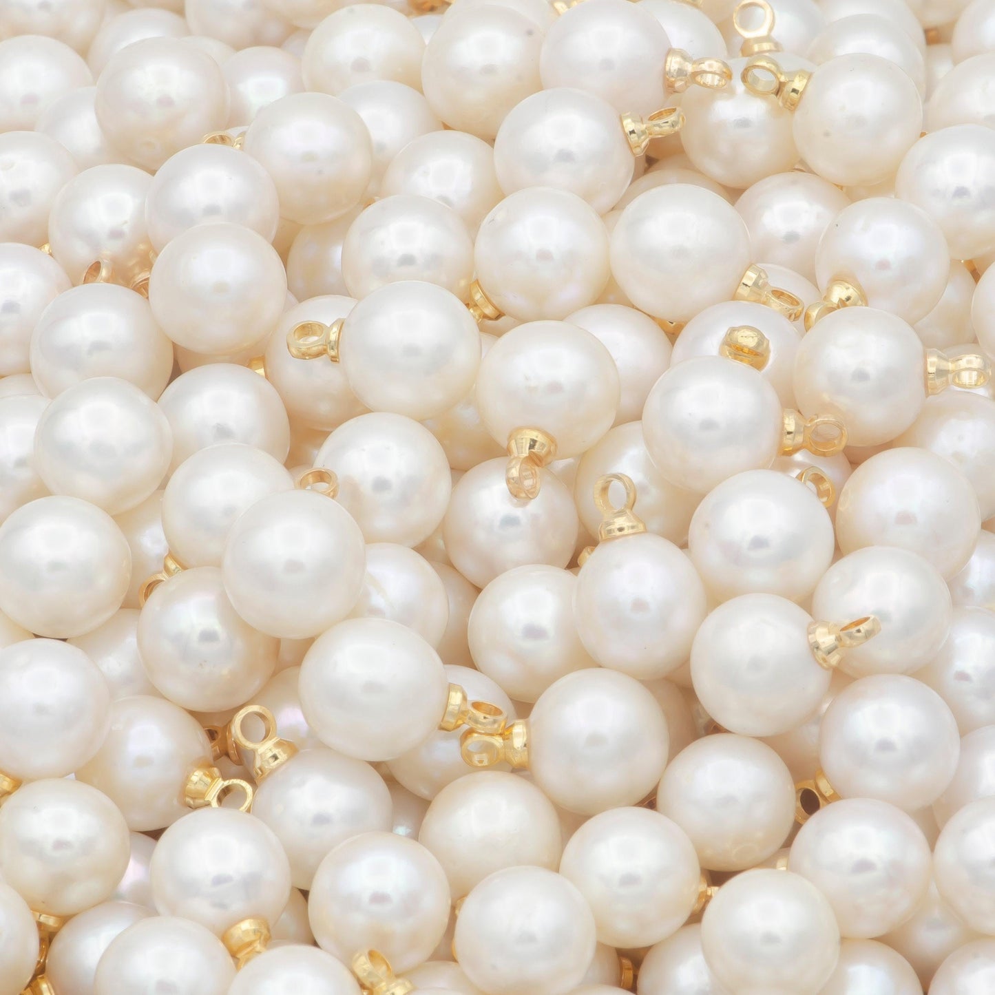 Freshwater pearl white round pearl ball gold filled charms p-1822