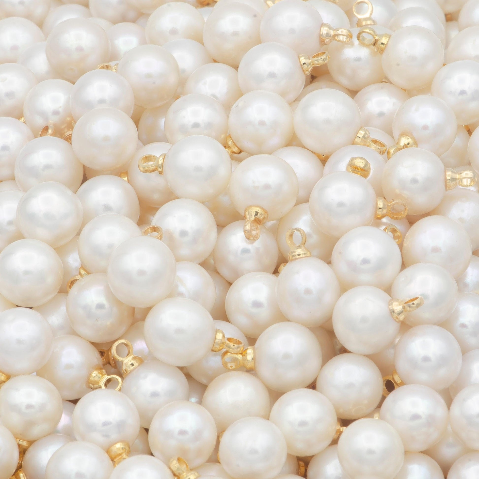 Freshwater pearl white round pearl ball gold filled charms p-1822