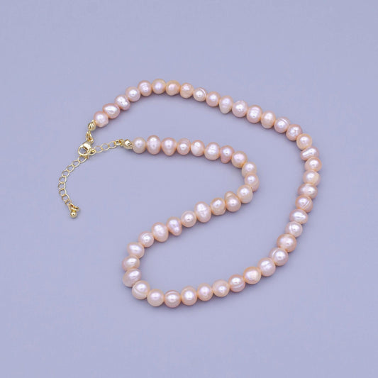 Dainty genuine blush baroque freshwater pearl choker 14.5 inch necklace real pink pearl choker june birthstone for wedding jewelry wa1451