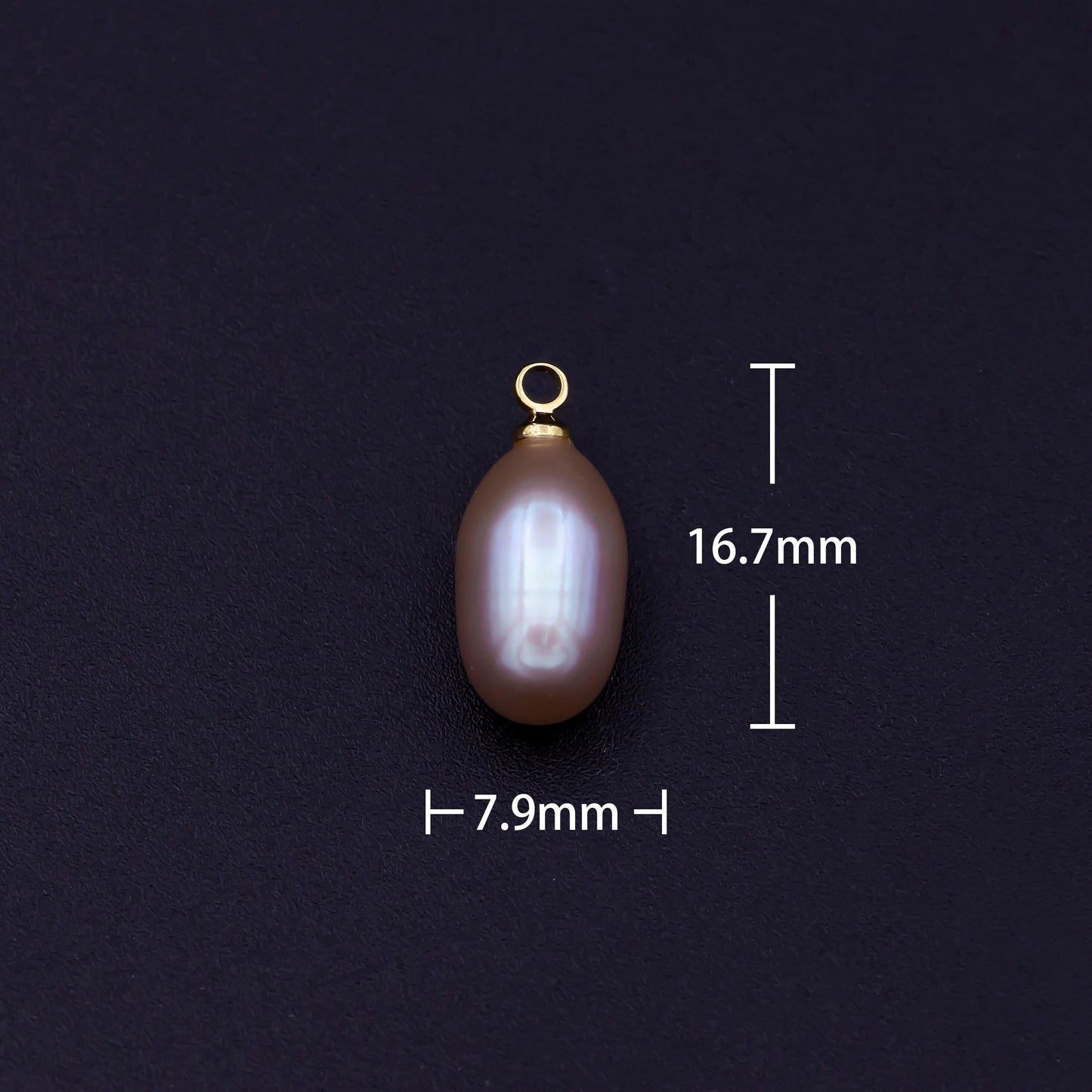 Natural lavender purple teardrop pearl charm natural freshwater pearl, mauve champagne single keshi pendant, bridesmaid jewelry gift p-1782
