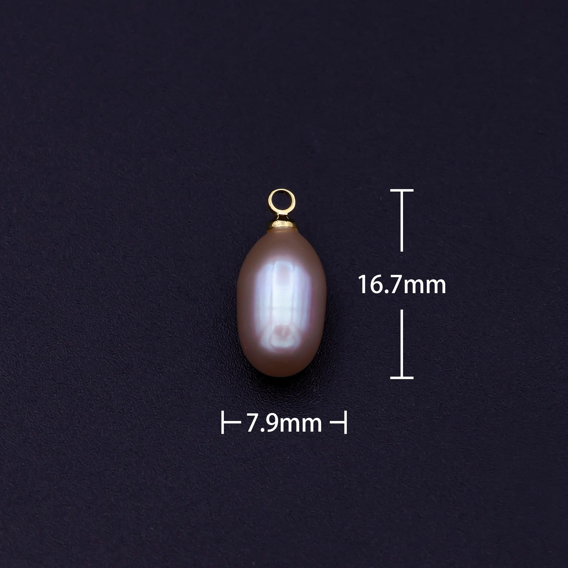 Natural lavender purple teardrop pearl charm natural freshwater pearl, mauve champagne single keshi pendant, bridesmaid jewelry gift p-1782