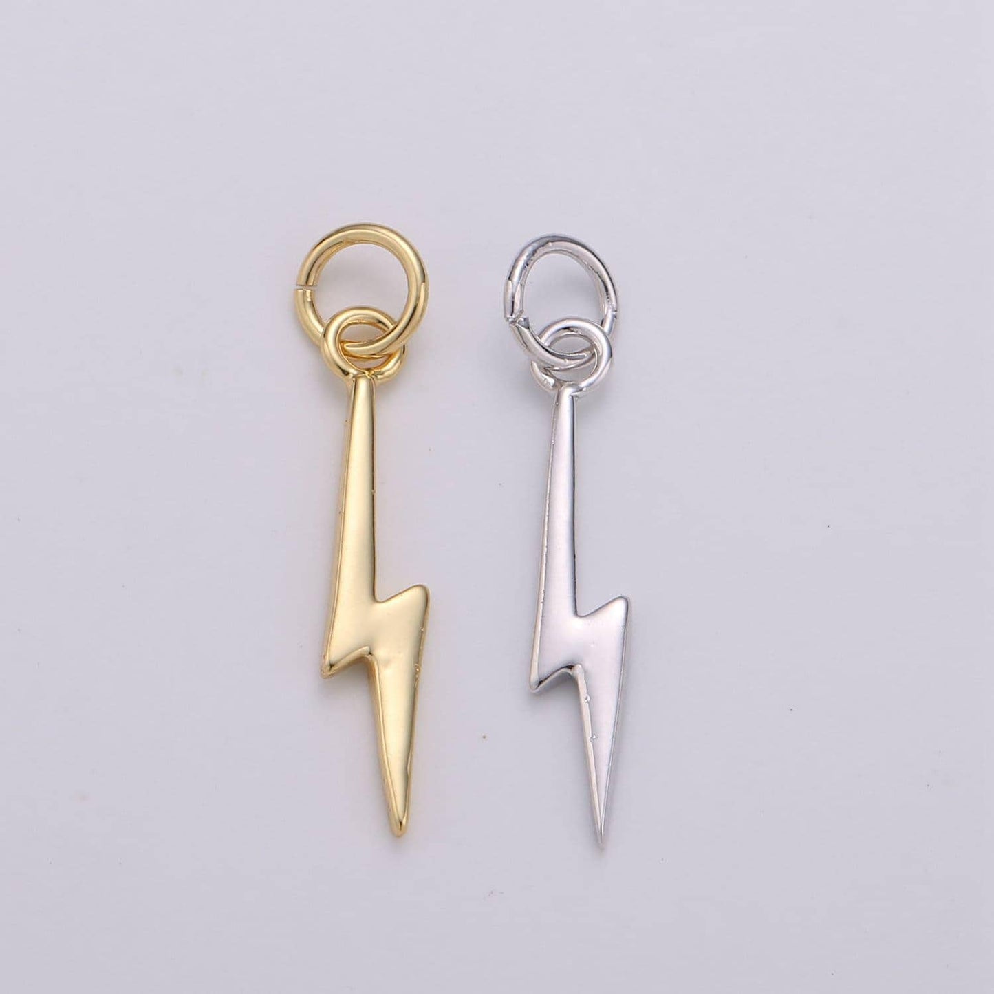 1x gold lightning bolt charms,silver bolt,wizard charm,thunder pendant 22 x 5mmdainty charm for necklace bracelet earring supply d355