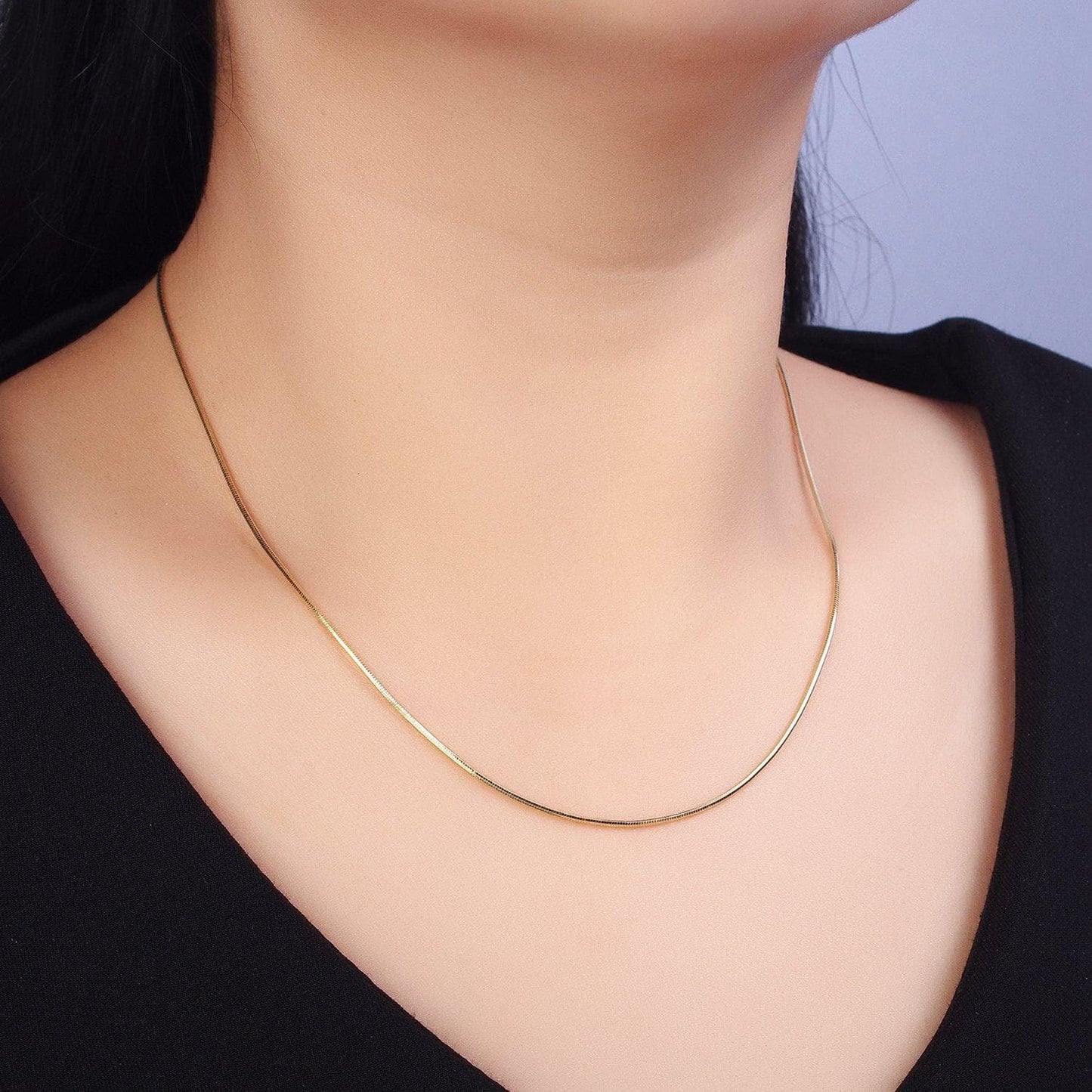 Fine herringbone chain necklace 1mm thick 14k gold filled snake chain 18 inches layering necklace ready to wear w/ lobster clasp wa1586