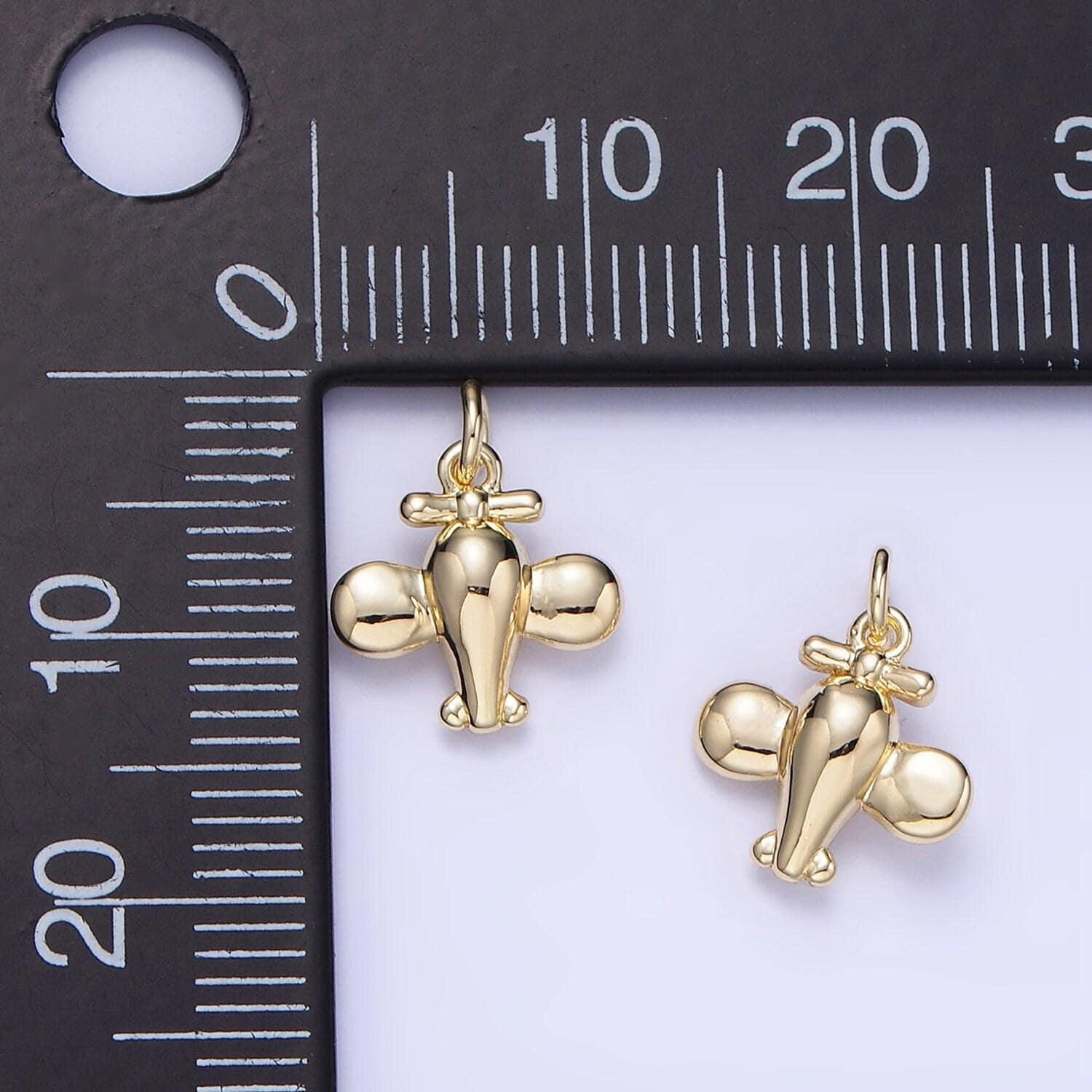 Mini 14k gold filled airplane charm small plane charm for bracelet charm kids jewelry w651