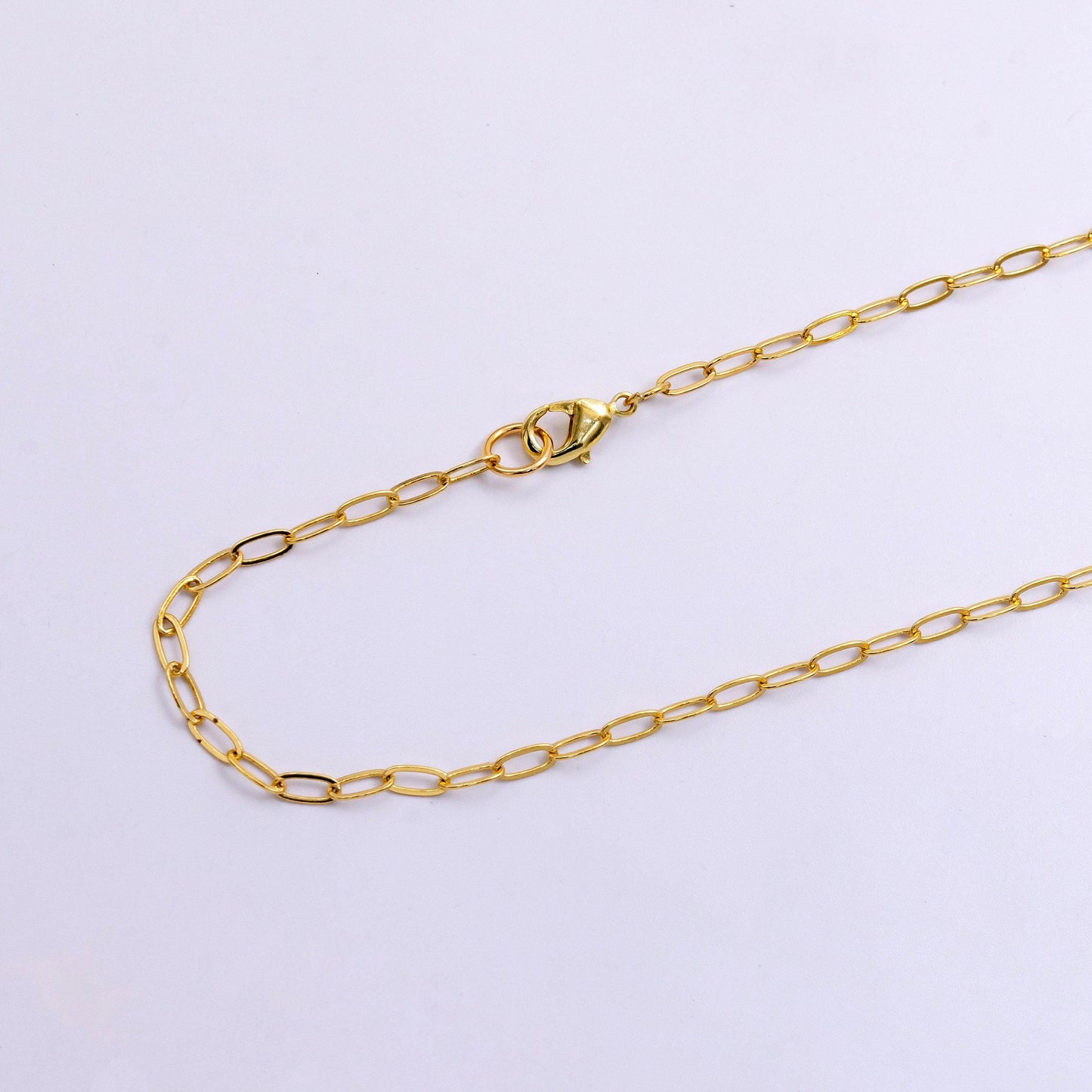 Dainty gold oval paper clip chain perfect layering link necklace minimalist necklace elongated cable chain 17.5 inch long wa2441