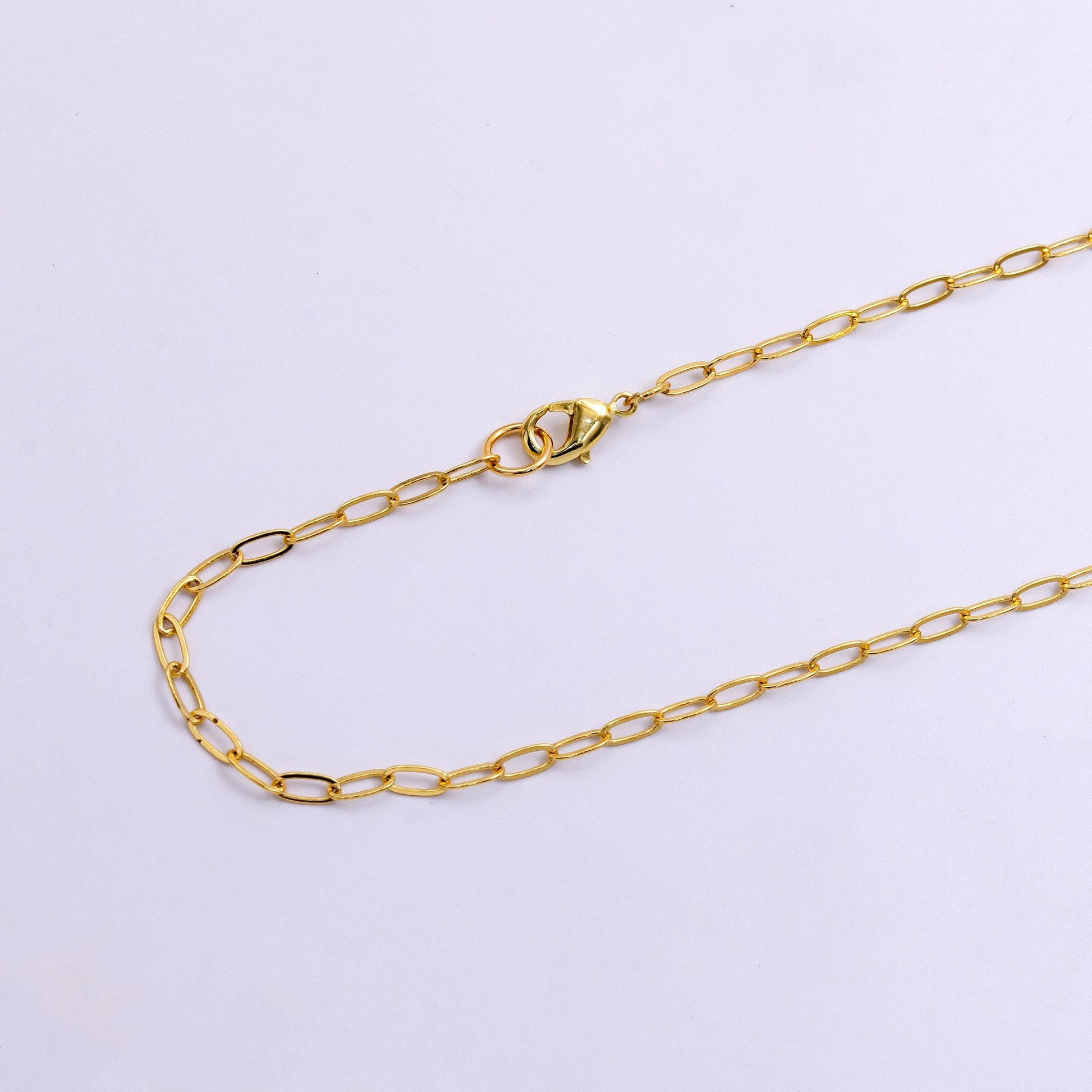 Dainty gold oval paper clip chain perfect layering link necklace minimalist necklace elongated cable chain 17.5 inch long wa2441