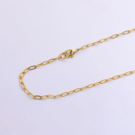 Dainty gold oval paper clip chain perfect layering link necklace minimalist necklace elongated cable chain 17.5 inch long wa2441