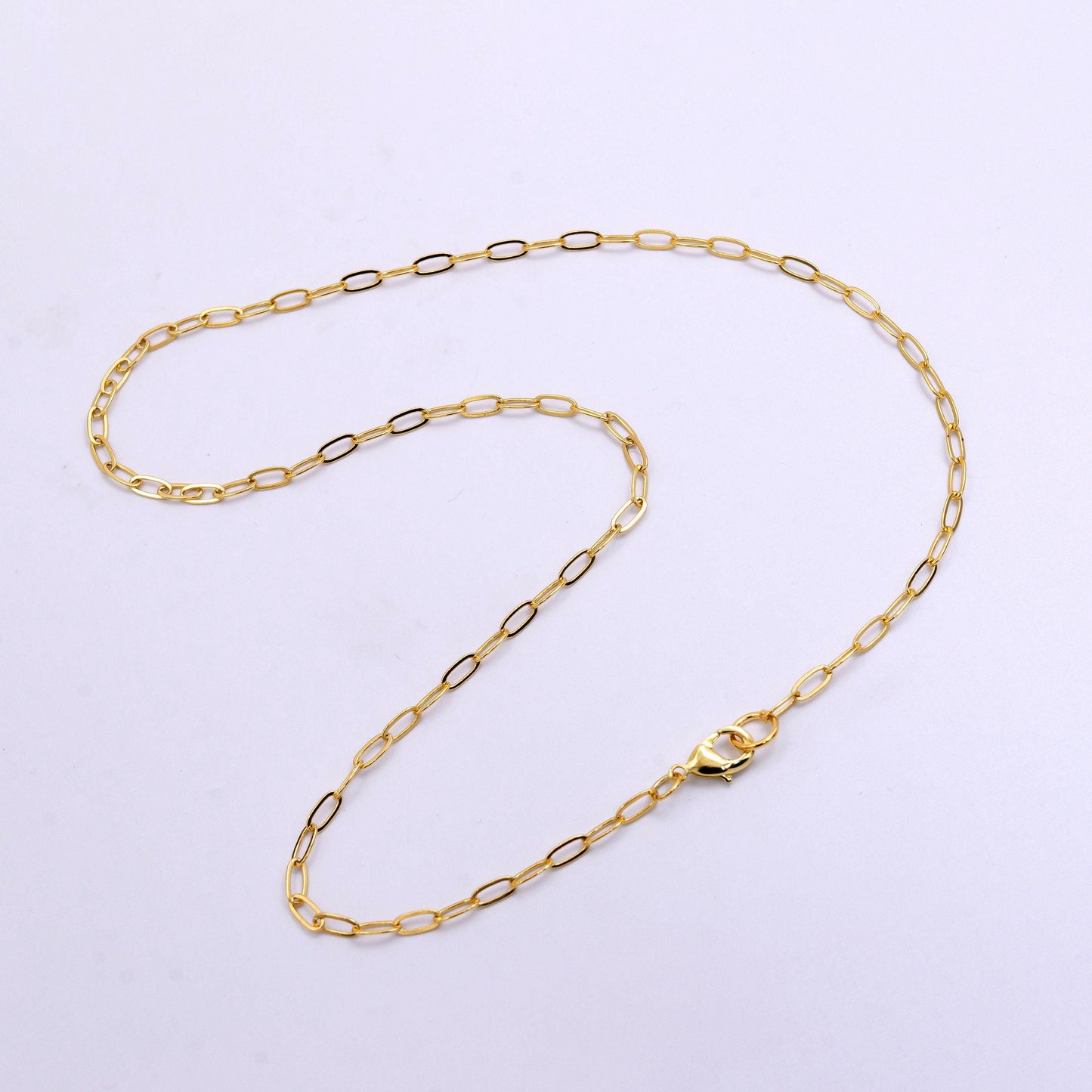 Dainty gold oval paper clip chain perfect layering link necklace minimalist necklace elongated cable chain 17.5 inch long wa2441