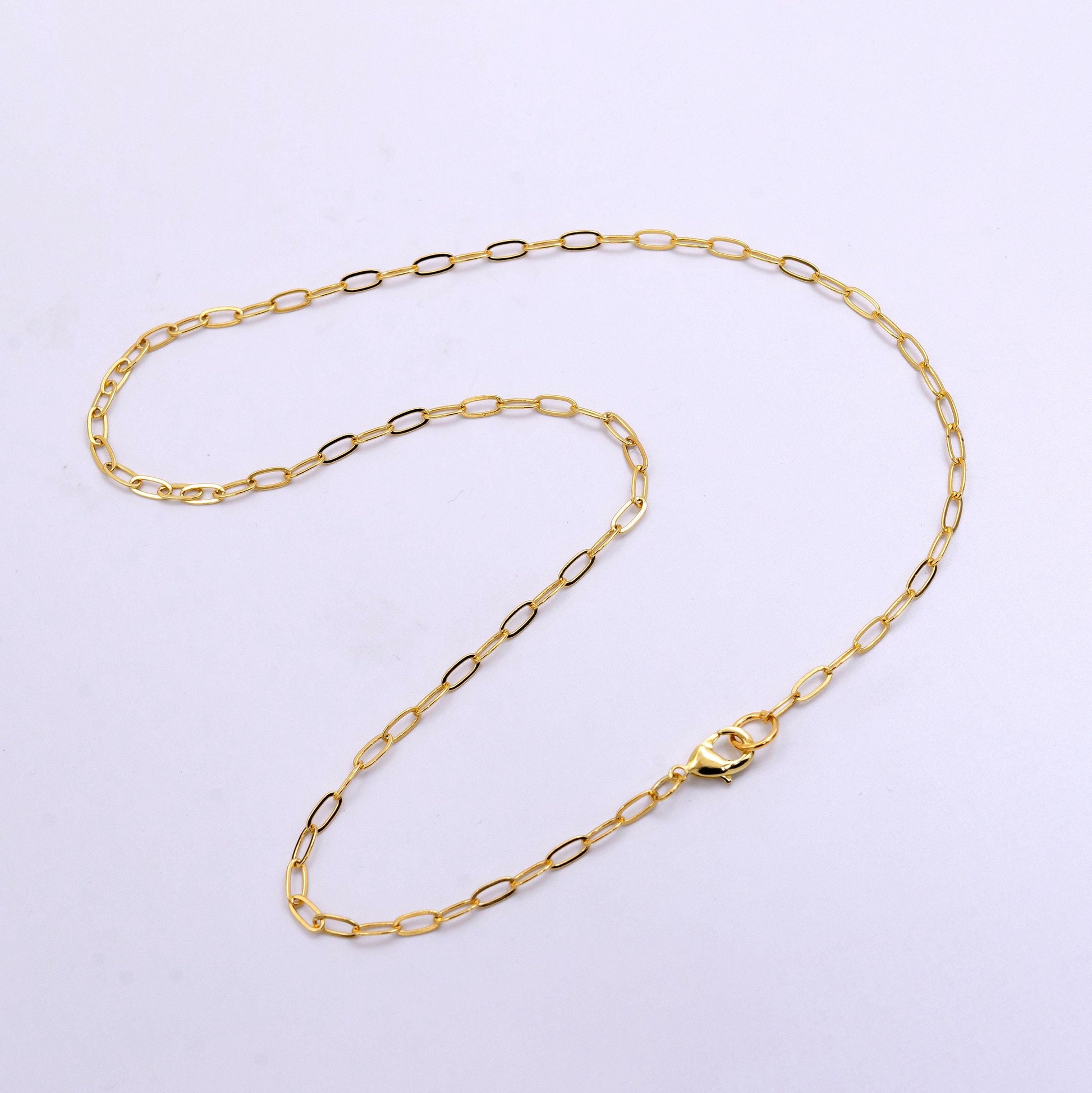 Dainty gold oval paper clip chain perfect layering link necklace minimalist necklace elongated cable chain 17.5 inch long wa2441