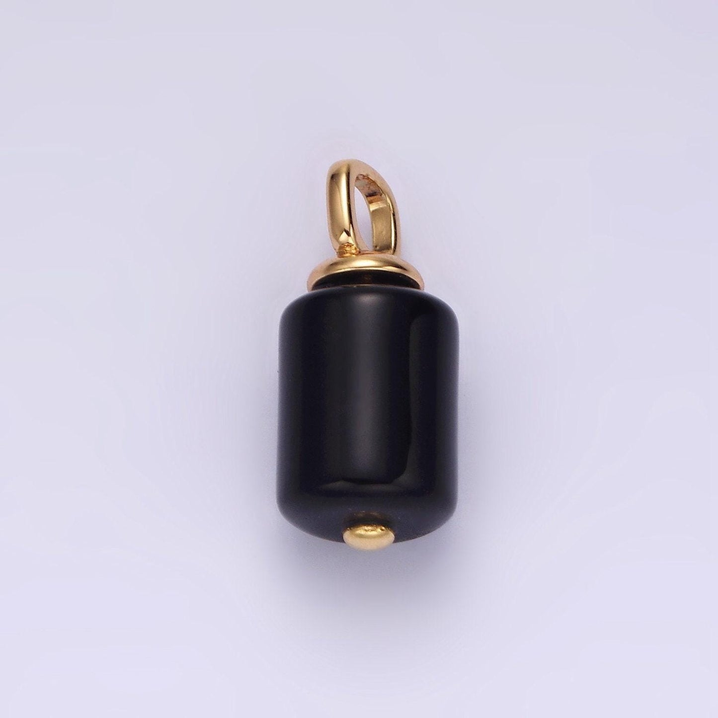 14k gold filled 20mm black onyx tube pendant | n1992
