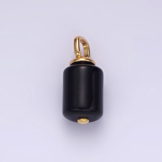 14k gold filled 20mm black onyx tube pendant | n1992