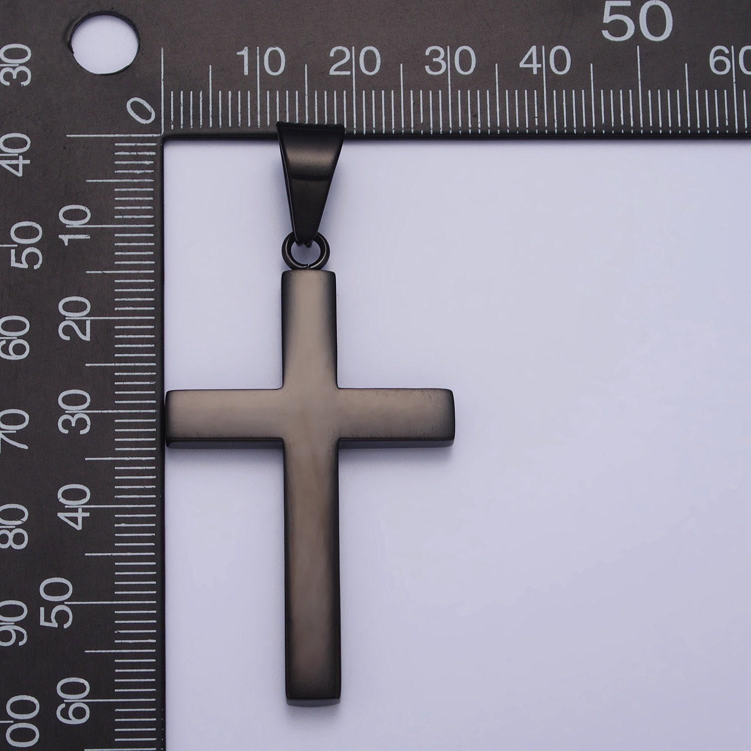 Stainless steel 29.3mm dark black cross pendant for religious jewelry making for men | p1161