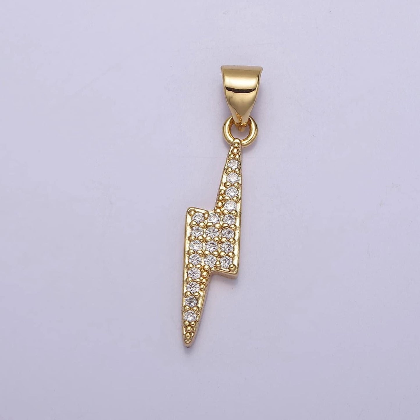 27mmx5mm mini lightning bolt pendant charm, micro pave cubic zirconia cz thunder charm for jewelry necklace making, j-345