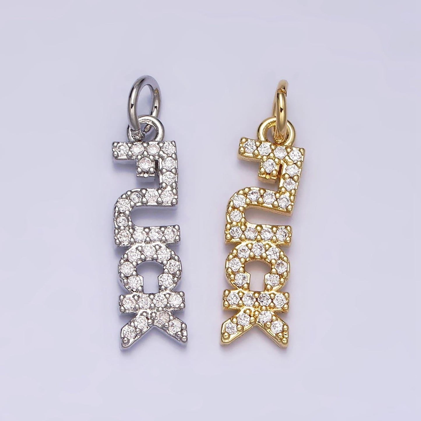 Dainty gold filled fuck charm for necklace bracelet earring micro pave word fuck pendant jewelry swear word trend jewelry ac1329