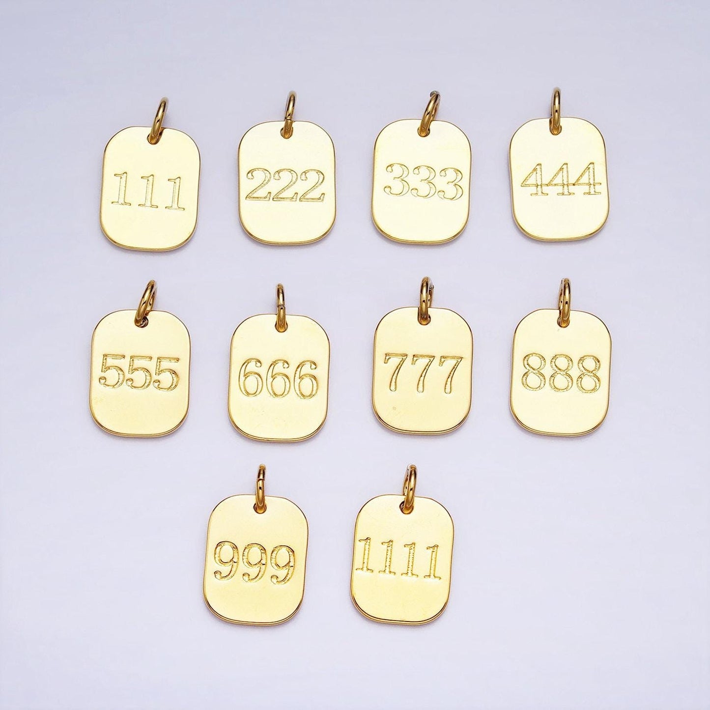 Dainty gold filled angel number charm mini tag lucky number for necklace bracelet component personalized jewelry ad093