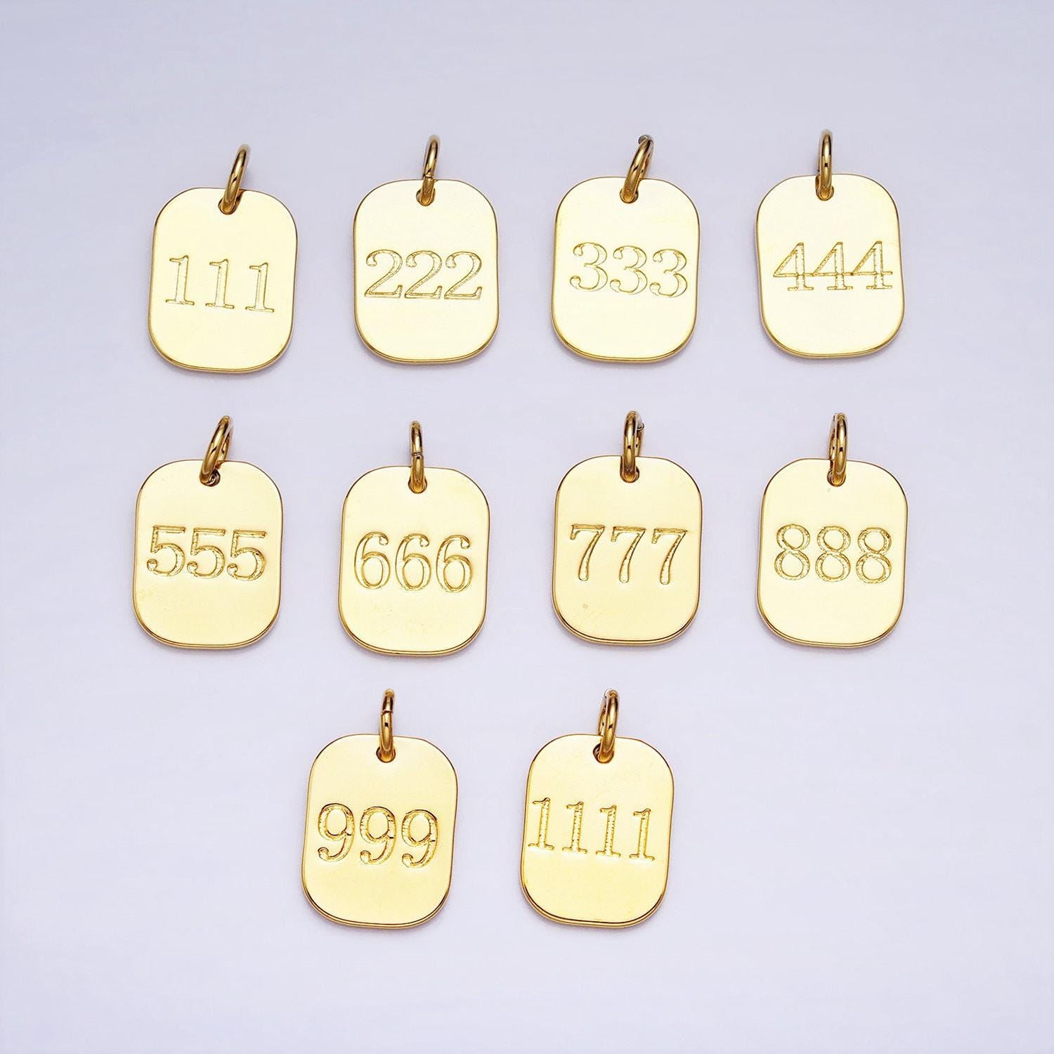 Dainty gold filled angel number charm mini tag lucky number for necklace bracelet component personalized jewelry ad093