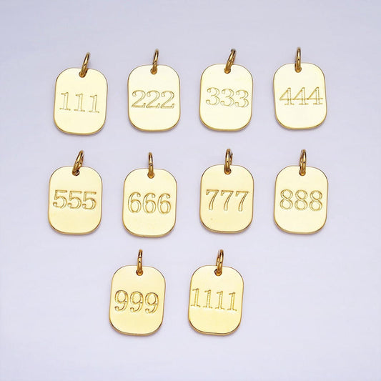 Dainty gold filled angel number charm mini tag lucky number for necklace bracelet component personalized jewelry ad093