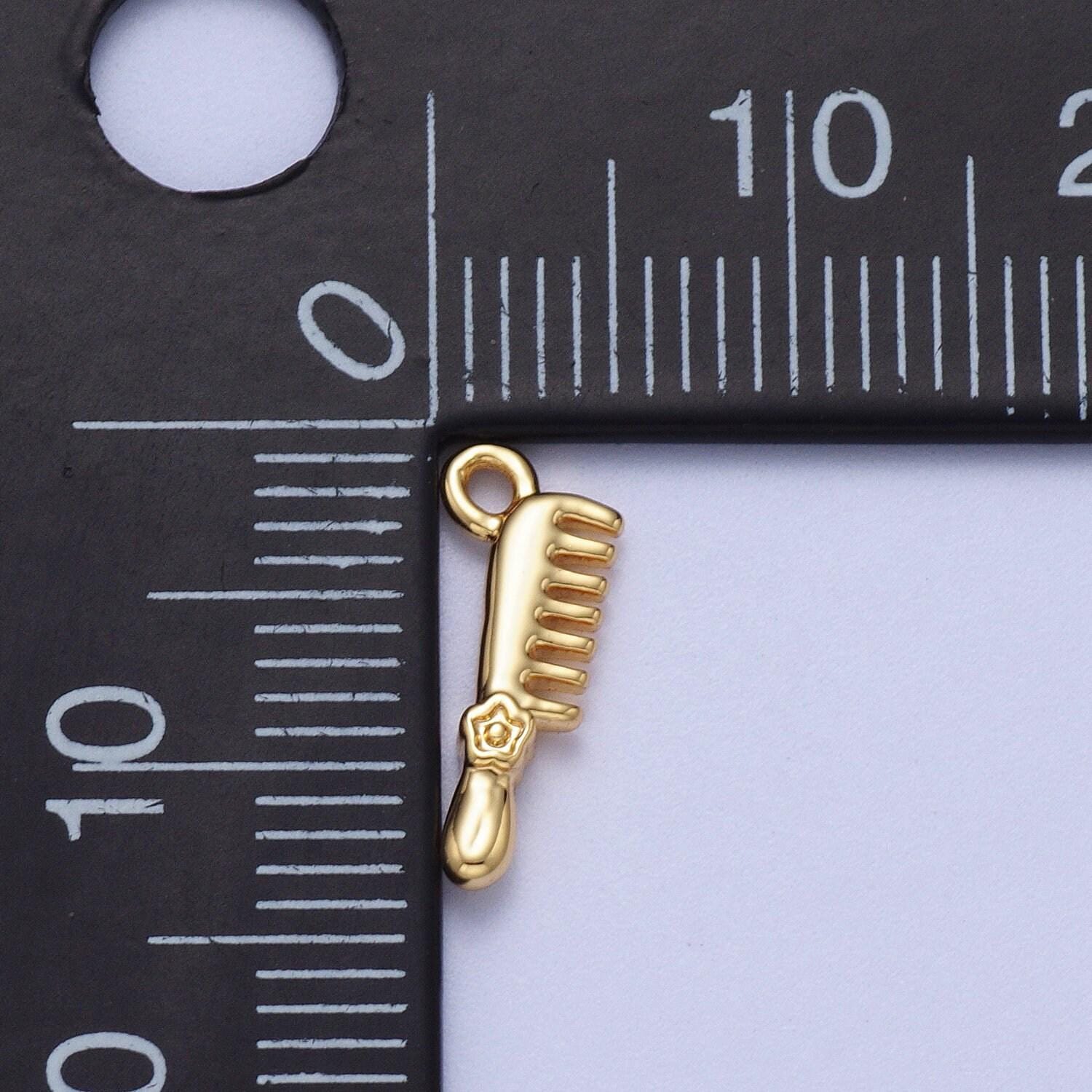 Mini hair comb charm in gold plated silver comb charm hair stylist comb charm miniature comb charm