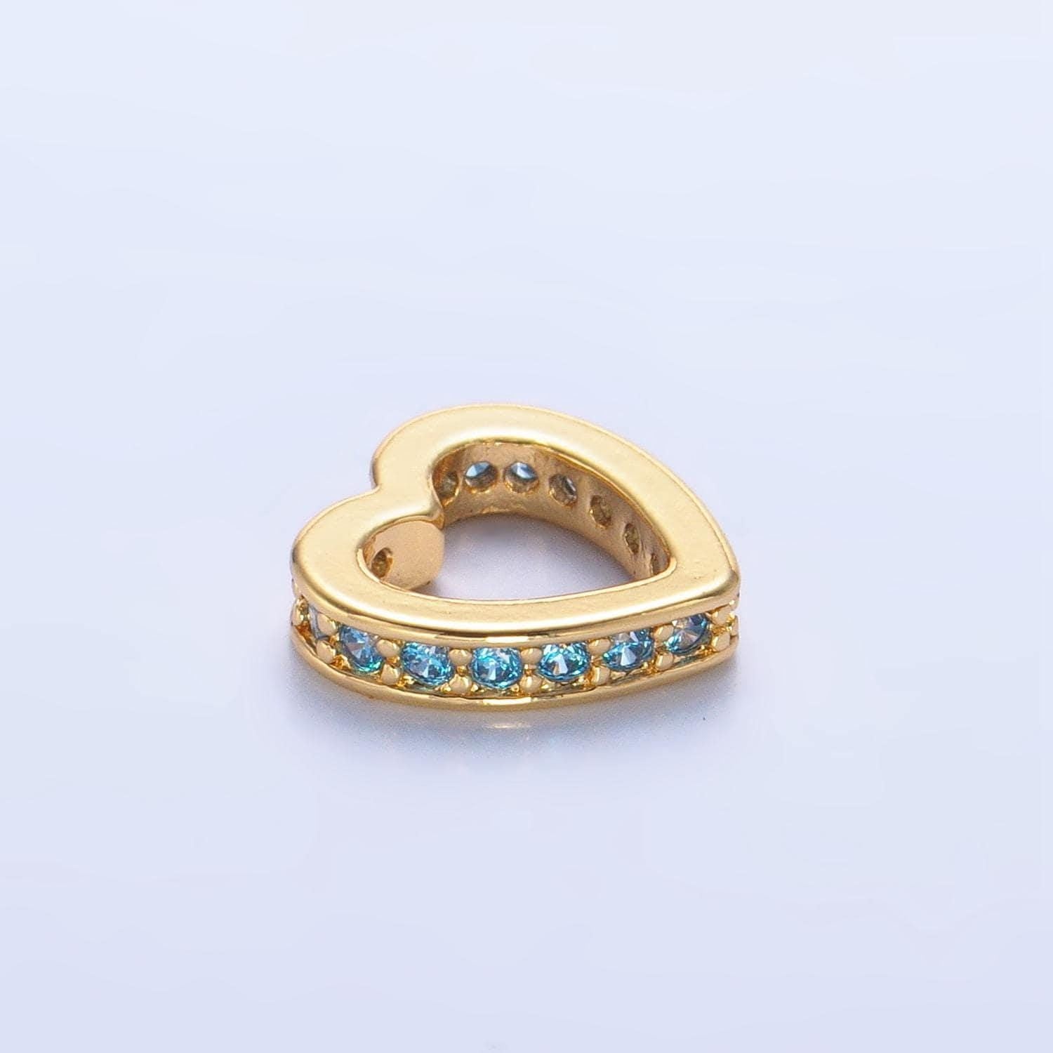 Gold micro pave heart beads charms 24k gold filled heart spacer beads bracelet necklace for diy jewelry making supply b087