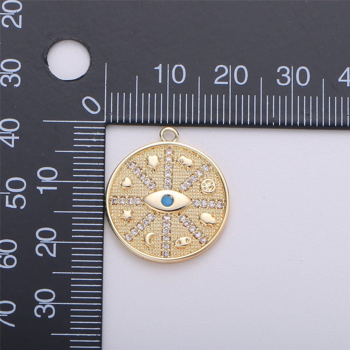 Good luck medallion charm gold filled pendant for necklace bracelet component supply elephant hamsa hand heart star evil eye