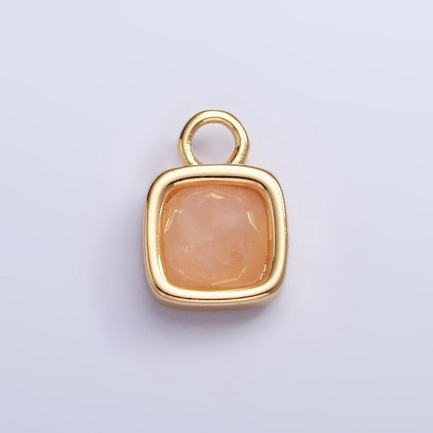 16k gold filled square multifaceted natural gemstone personalized tag add-on charm birthstone charm earring bracelet supply | ac1466