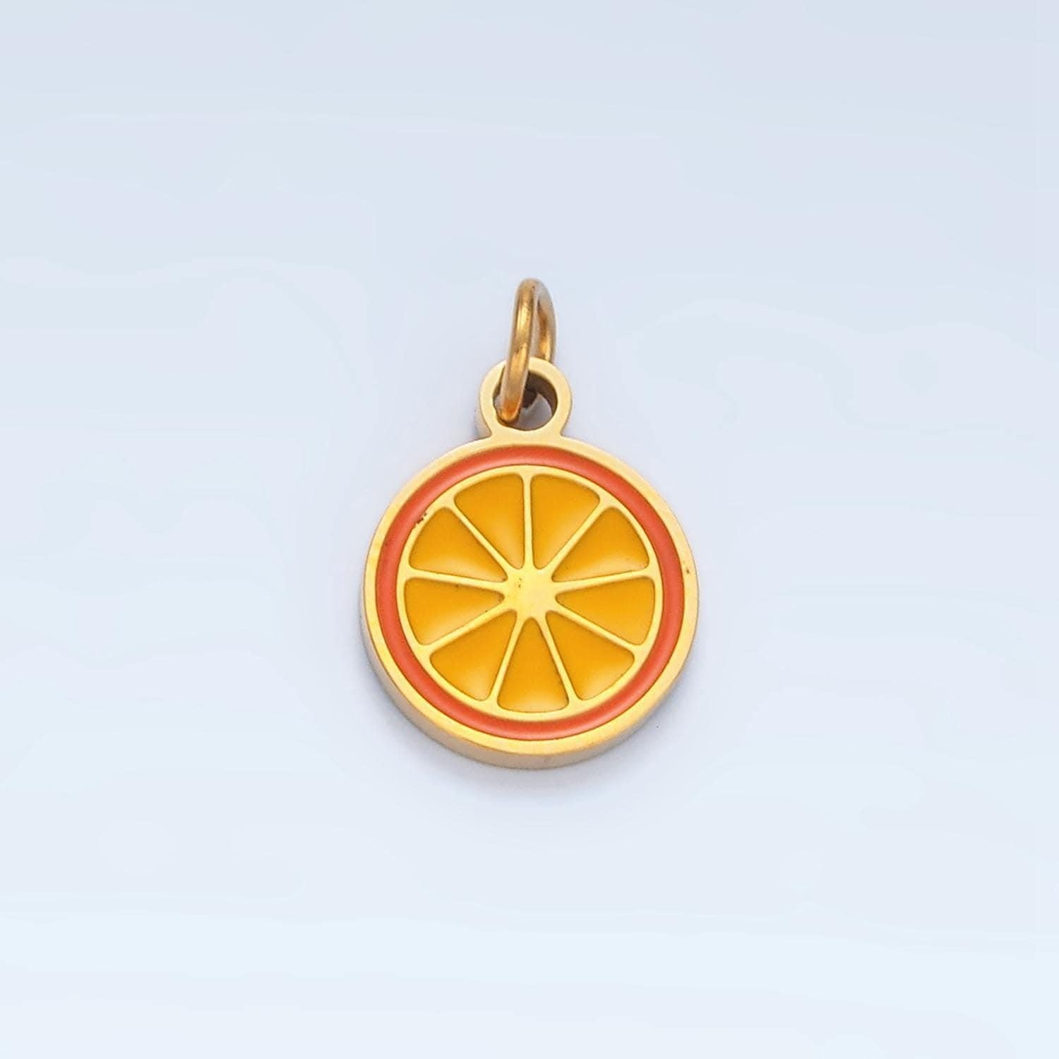 Gold orange pendant lemon necklace charm cute fruit charm stainless steel fruit food jewelry inspired for jewelry making p-679