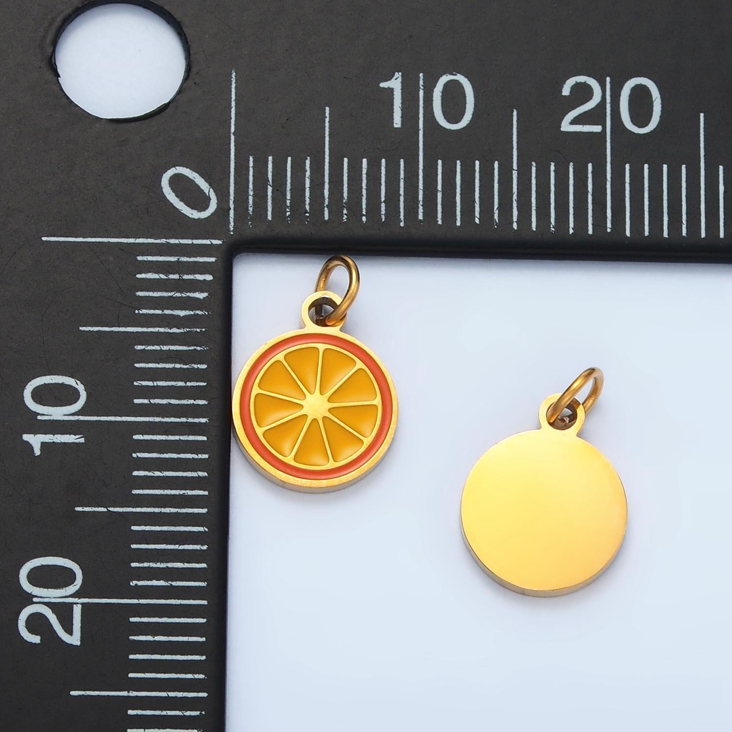 Gold orange pendant lemon necklace charm cute fruit charm stainless steel fruit food jewelry inspired for jewelry making p-679