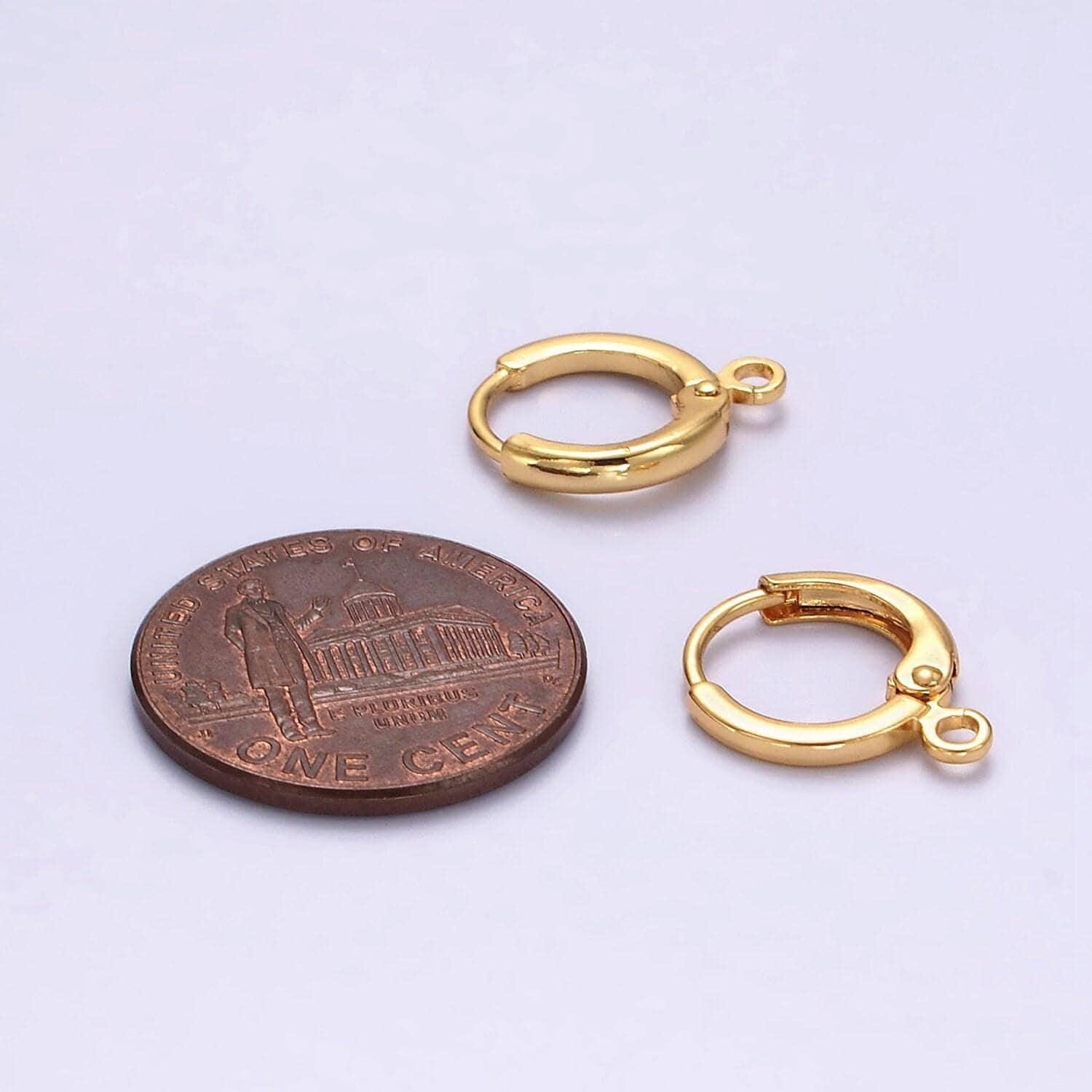 16k gold filled 12mm minimalist huggie open loop earrings findings supply | z565