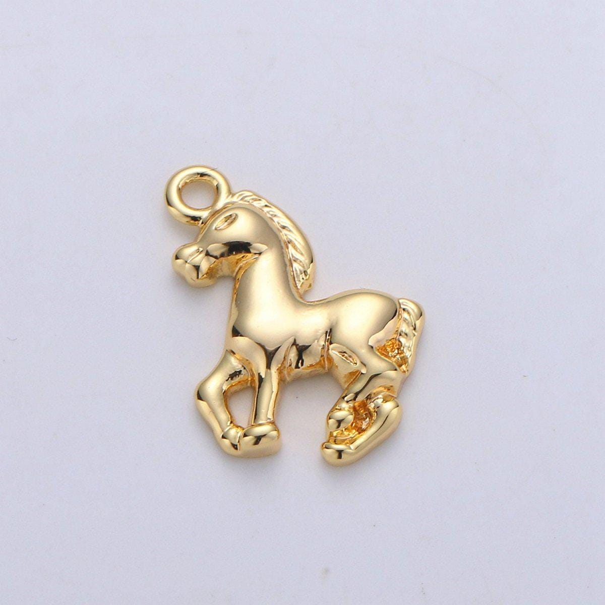 Stallion Horse 24K Gold Filled Animal Charm for Necklace or Bracelet | C-892