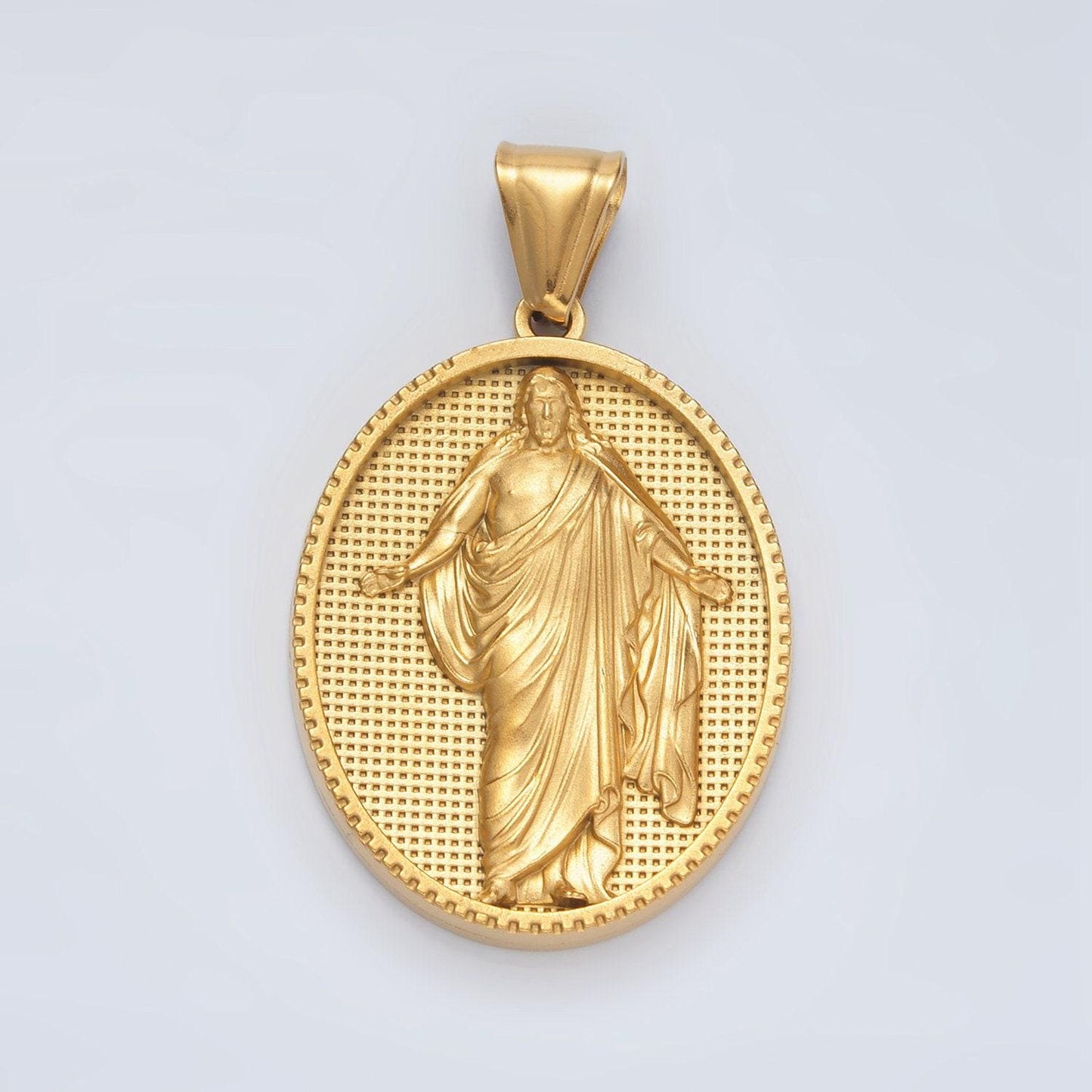 Gold stainless steel resurrected jesus pendant risen jesus religious pendant christian catholic jewelry medallion pendant p1467