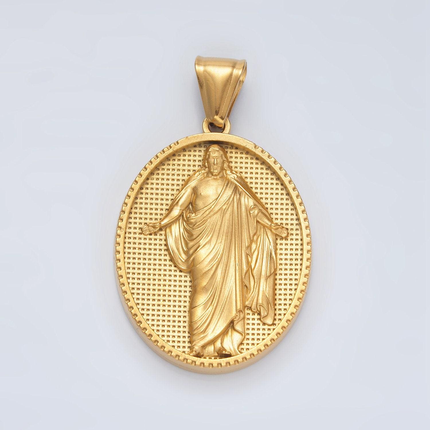 Gold stainless steel resurrected jesus pendant risen jesus religious pendant christian catholic jewelry medallion pendant p1467
