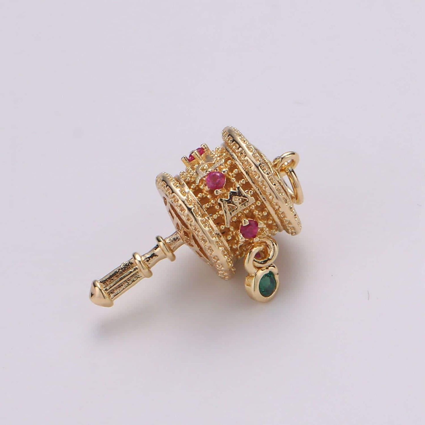 1pc damaru 18k gold micro pave cz music note pendant charm, tibetan musical pendant tradisional music charm for diy jewelry ch-1810