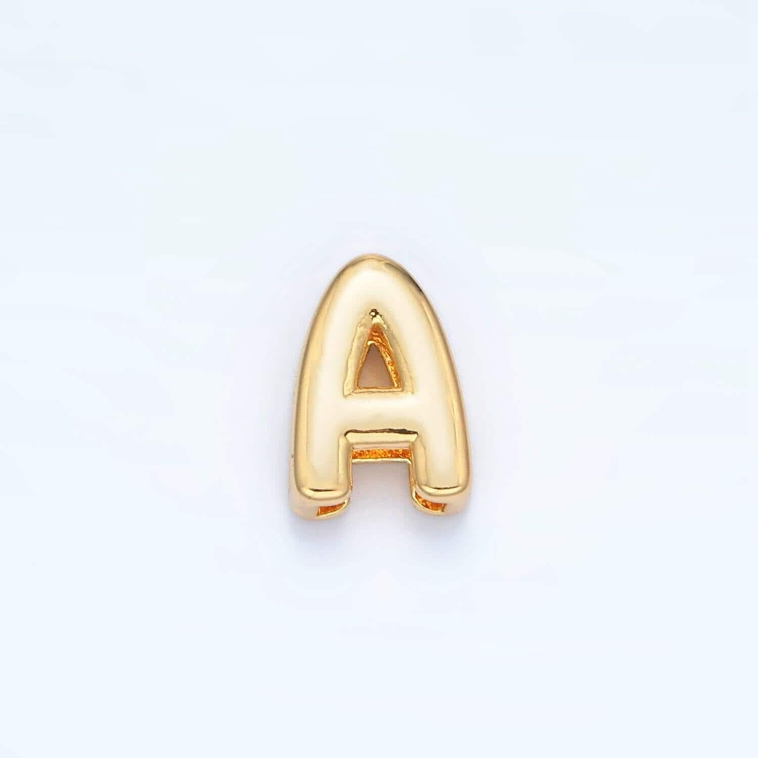 Small gold filled balloon alphabet letter slider charm balloon bubble initial beads for personalized bracelet necklace component a1578