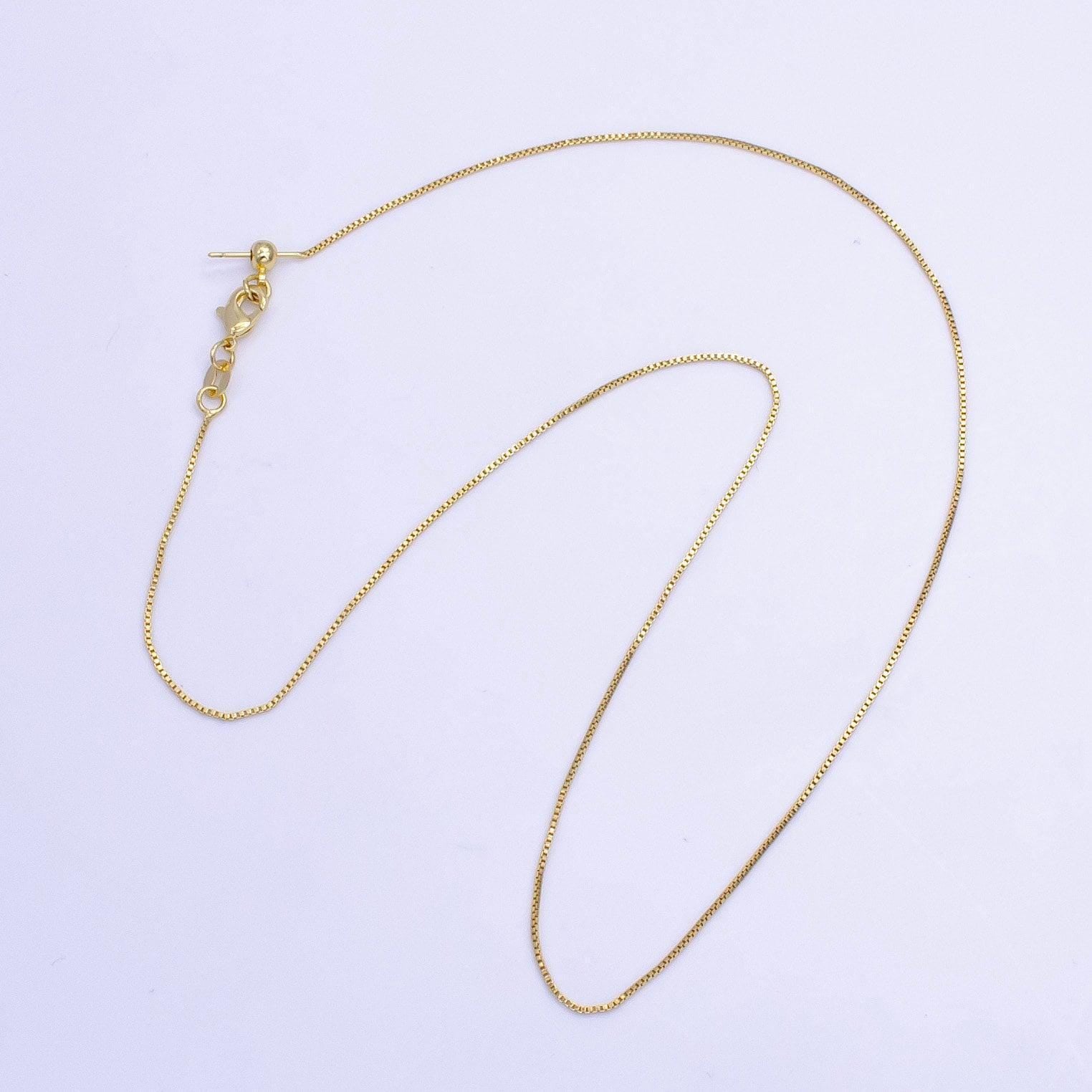 18" adjustable necklace 24k gold filled square box chain bracelet dainty box chain for jewelry making with pendant charm wa-707