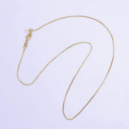 18" adjustable necklace 24k gold filled square box chain bracelet dainty box chain for jewelry making with pendant charm wa-707