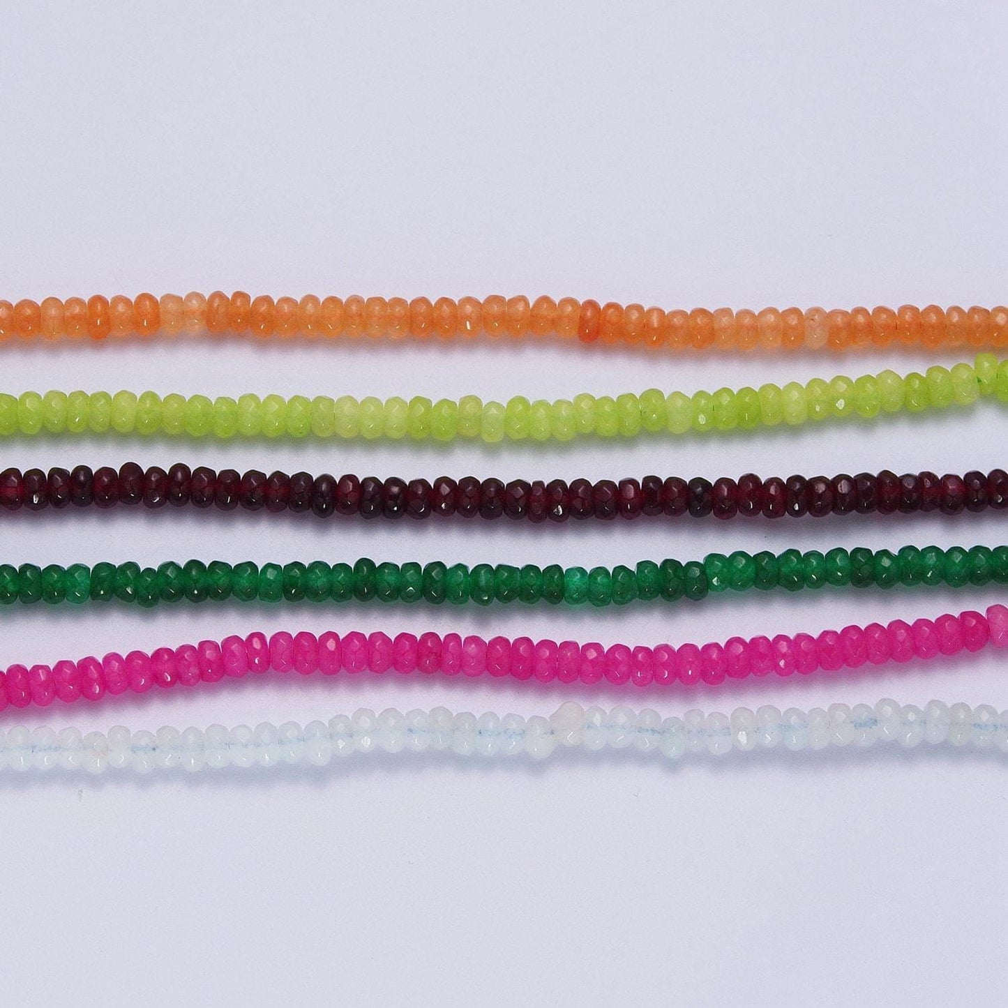 Colorful glass rondelle beads necklace, 4.4mm beads necklace pink green orange handmade gemstone necklace jewelry gift wa1438