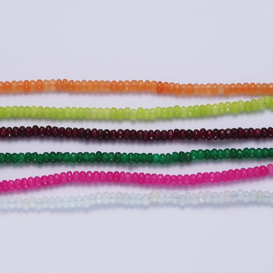 Colorful glass rondelle beads necklace, 4.4mm beads necklace pink green orange handmade gemstone necklace jewelry gift wa1438