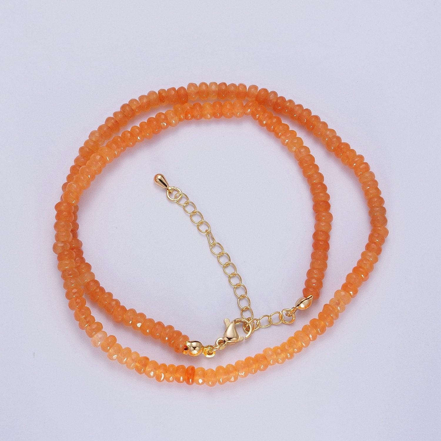 Colorful glass rondelle beads necklace, 4.4mm beads necklace pink green orange handmade gemstone necklace jewelry gift wa1438