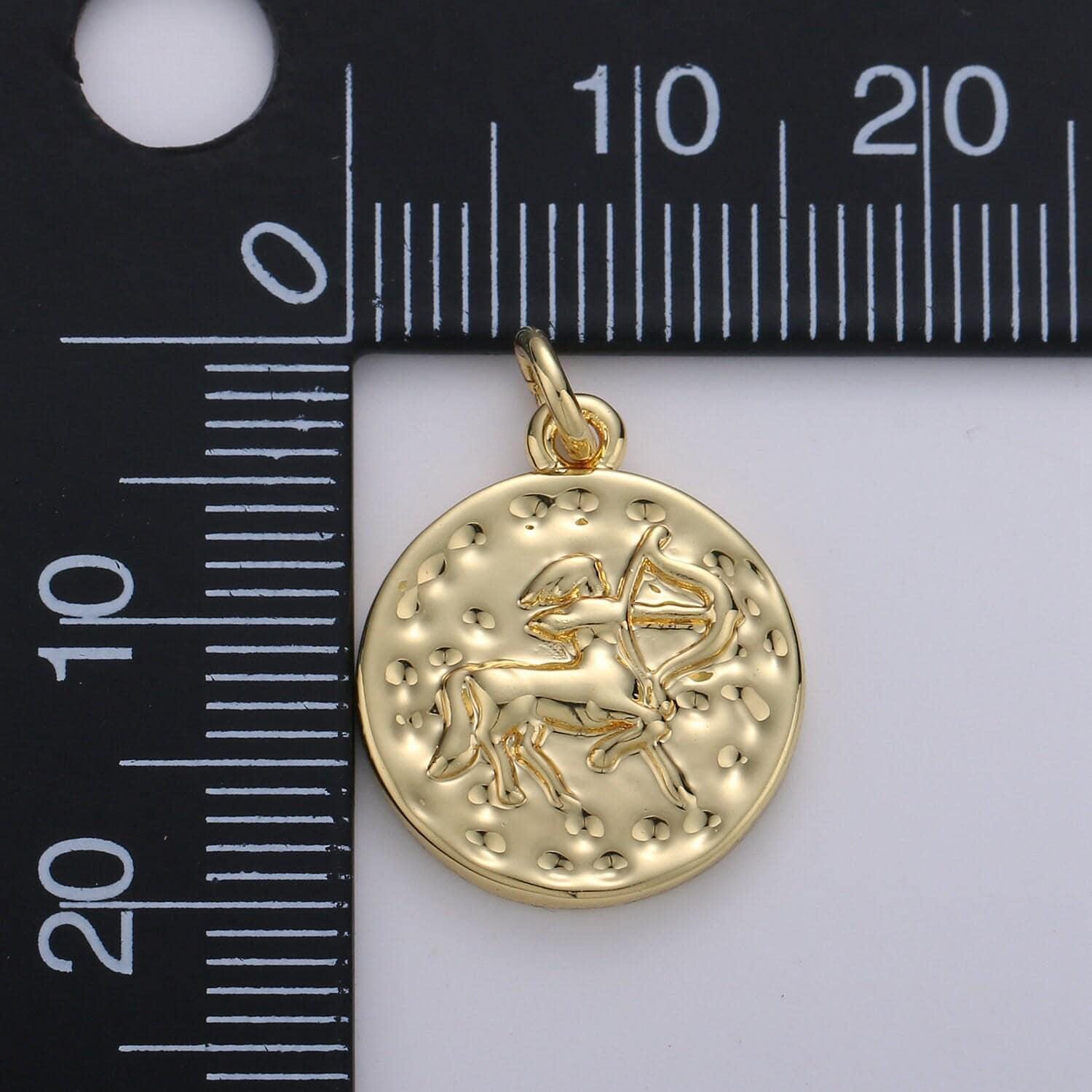 Gold zodiac constellation charms, zodiac symbol, horoscope charm, gold astrological zodiac signs, double sided charm pendant | a1707-1712