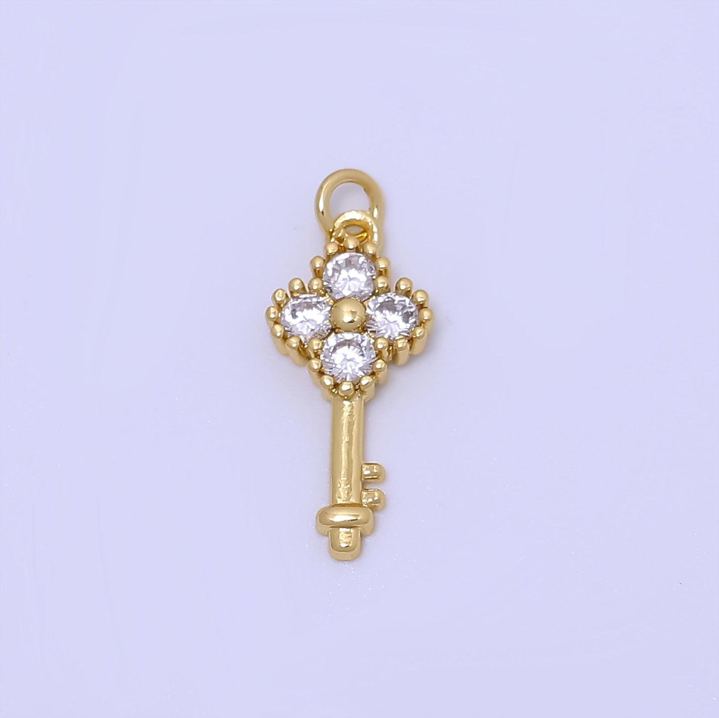 Dainty gold micro pave cz key pendant charm for diy jewelry ac-246