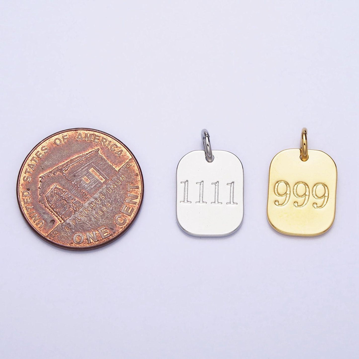Dainty silver angel number charm mini military dog tag lucky number for necklace bracelet component personalized jewelry