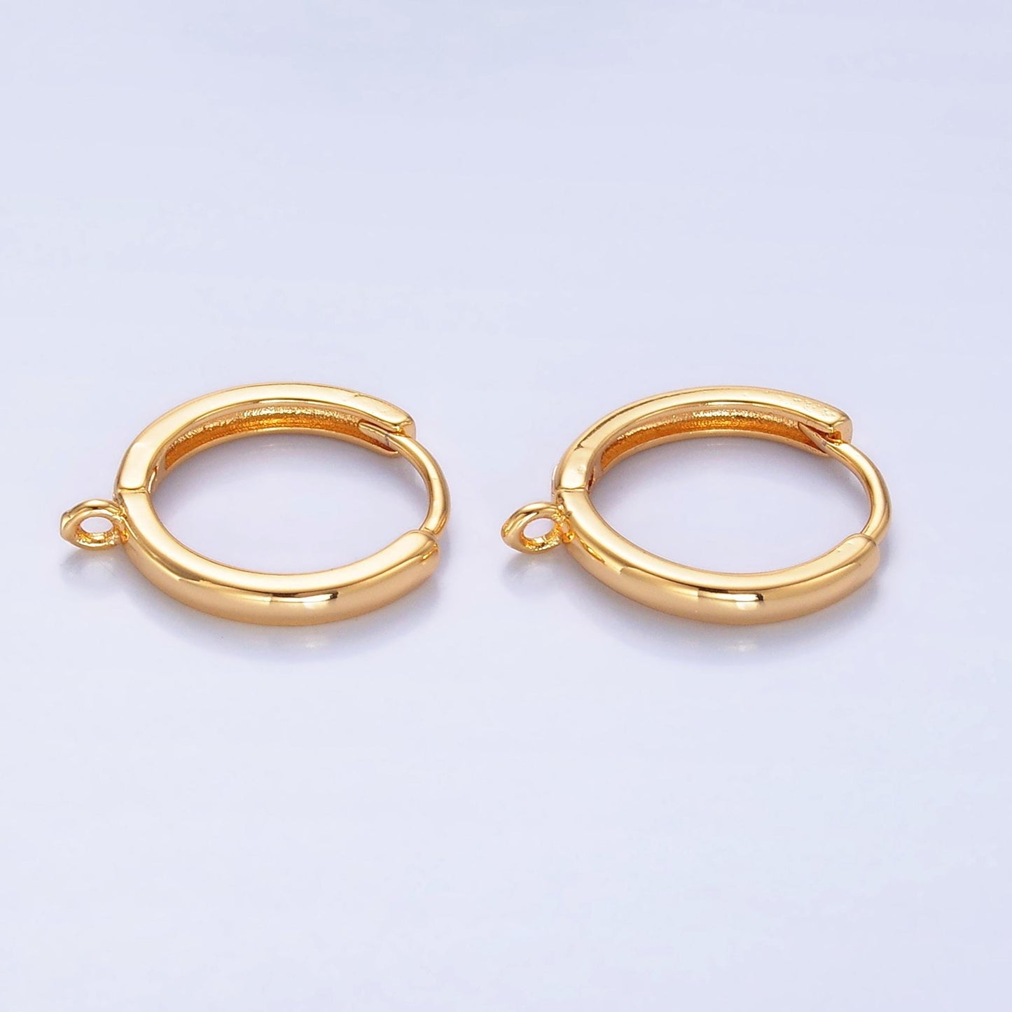 1 pair 16mm gold round huggies hoop lever back earring with Closed link for charm earring jewelry making Z-1036