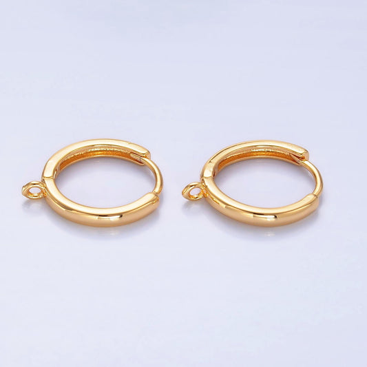 1 pair 16mm gold round huggies hoop lever back earring with Closed link for charm earring jewelry making Z-1036