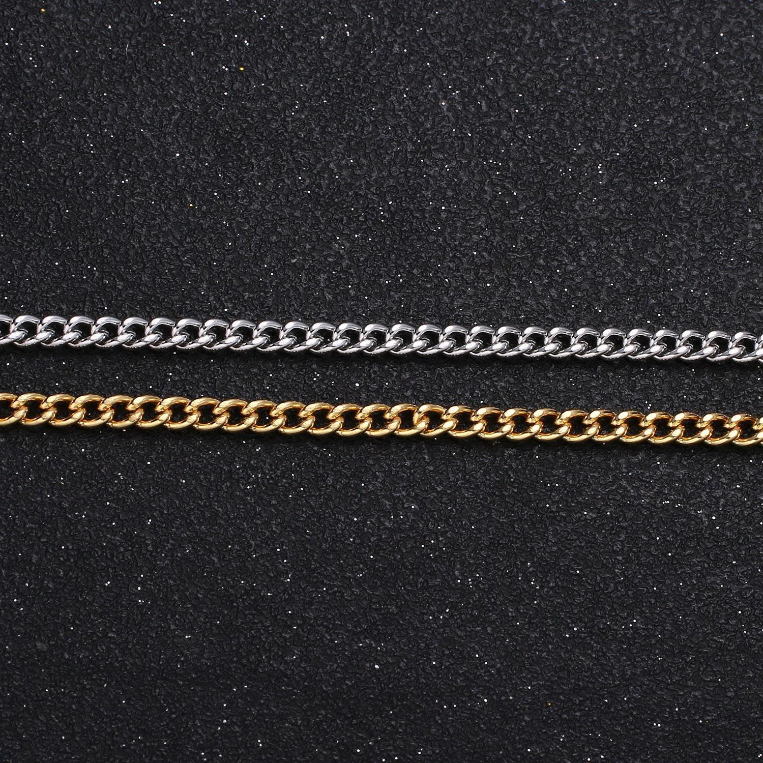 Gold cuban curb chain by yard, florida link chain,wholesale bulk roll chain for jewelry making, width 2.9mm,roll- 497, 498